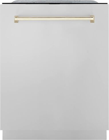 ZLINE Autograph Edition 24" 3rd Rack Top Touch Control Tall Tub Dishwasher in Stainless Steel with Gold Handle, 51dBa (DWMTZ-304-24-G) in Kuwait