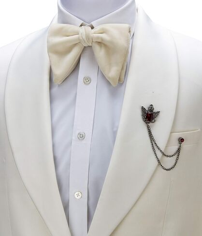 AN KINGPiiN Lapel Pin for Men Crowned Stone with Hanging Chain Tassel Brooch Costume Pin Shirt Studs Men's Accessories (Gun Metal-Red) in Saudi Arabia