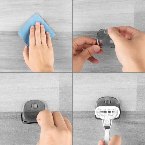 Linkidea 2 Packs Wall Mount Razor Holder for Shower Wall, Self Adhesive Shaver Bathroom Hooks Hanger Compatible with Venus Platinum, Fusion 5 Proshield & Proglide, Mach 3 Classic (Grey) in Saudi Arabia