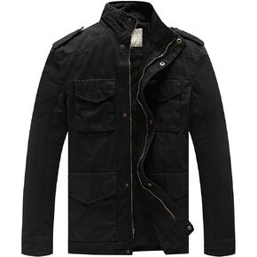 WenVen Men's Lightweight Military Style Jacket Twill Cotton Windbreaker