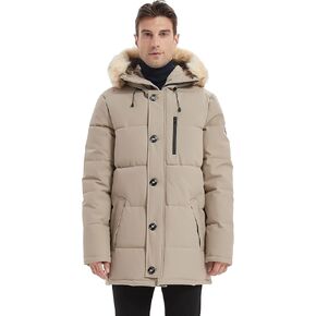 PUREMSX Mens Winter Parka Jacket Thickened Windproof Warm Quilted Hooded Insulated Padded Coats