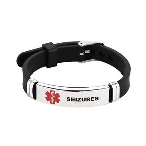 Red Medical Alert ID Bracelet for Women Men's Emergency First Aid Health Alert Laser Engraved Satinless Steel Adjustable Silicone Wristband Bracelets in Saudi Arabia