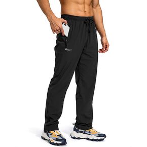 Pudolla Men's Workout Athletic Pants Elastic Waist Jogging Running Pants for Men with Zipper Pockets in Saudi Arabia