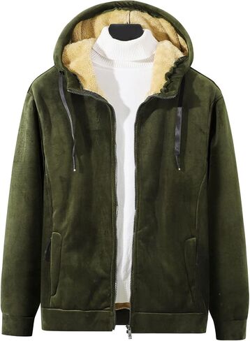 Gihuo Men's Winter Sherpa Lined Hoodie Zip Up Sweatshirt Warm Jacket in Kuwait