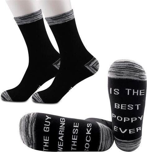 JXGZSO 2 Pairs Poppy Gift The Guy Wearing These Socks Is The Best Poppy Ever Socks Fathers Day Present Birthday Gift in Saudi Arabia