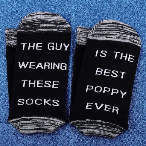 JXGZSO 2 Pairs Poppy Gift The Guy Wearing These Socks Is The Best Poppy Ever Socks Fathers Day Present Birthday Gift in Saudi Arabia