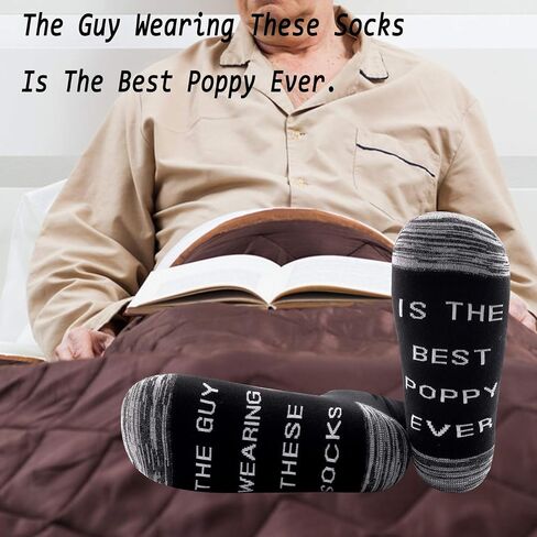 JXGZSO 2 Pairs Poppy Gift The Guy Wearing These Socks Is The Best Poppy Ever Socks Fathers Day Present Birthday Gift in Saudi Arabia