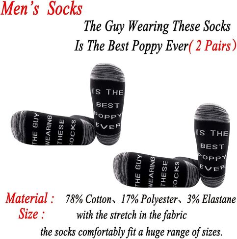JXGZSO 2 Pairs Poppy Gift The Guy Wearing These Socks Is The Best Poppy Ever Socks Fathers Day Present Birthday Gift in Saudi Arabia