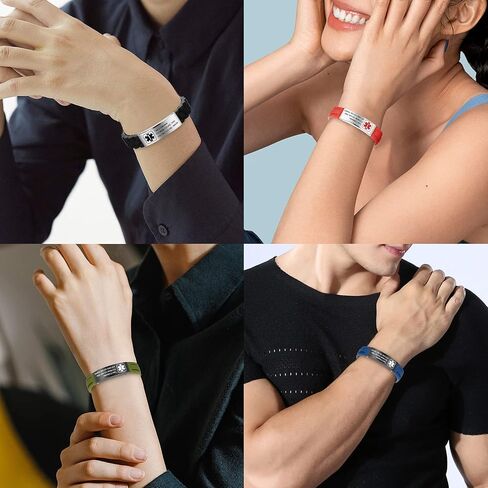 Personalized Bracelet Silicone Medical Bracelet Sport Emergency ID Bracelet for Men Women Kids Free Engraving Waterproof ID Alert Bracelets in Saudi Arabia