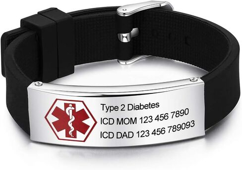 Personalized Bracelet Silicone Medical Bracelet Sport Emergency ID Bracelet for Men Women Kids Free Engraving Waterproof ID Alert Bracelets in Saudi Arabia