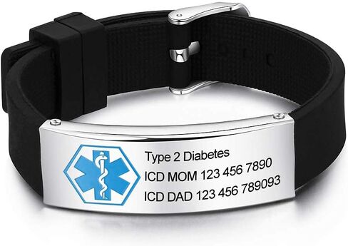 Personalized Bracelet Silicone Medical Bracelet Sport Emergency ID Bracelet for Men Women Kids Free Engraving Waterproof ID Alert Bracelets in Saudi Arabia