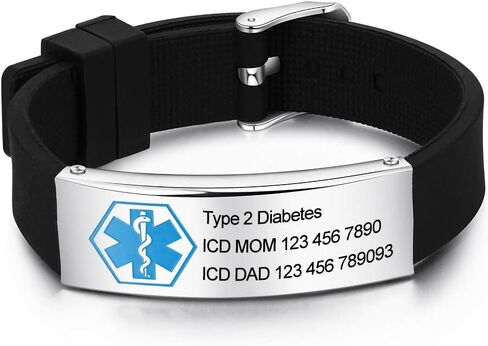 Personalized Bracelet Silicone Medical Bracelet Sport Emergency ID Bracelet for Men Women Kids Free Engraving Waterproof ID Alert Bracelets in Saudi Arabia