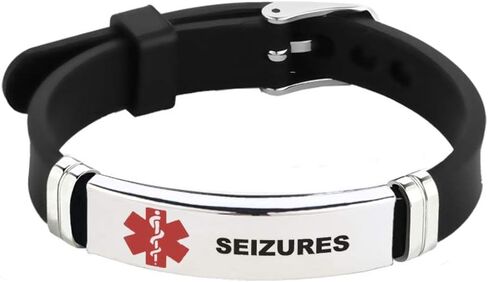 Red Medical Alert ID Bracelet for Women Men's Emergency First Aid Health Alert Laser Engraved Satinless Steel Adjustable Silicone Wristband Bracelets in Saudi Arabia