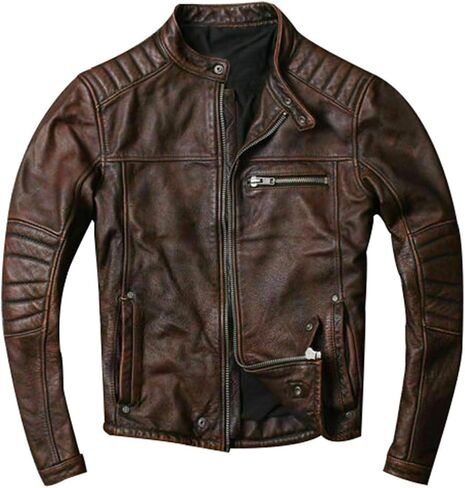 Mens Vintage Cafe Racer Motorcycle Rider Classic Biker Leather Jacket Collection in Kuwait