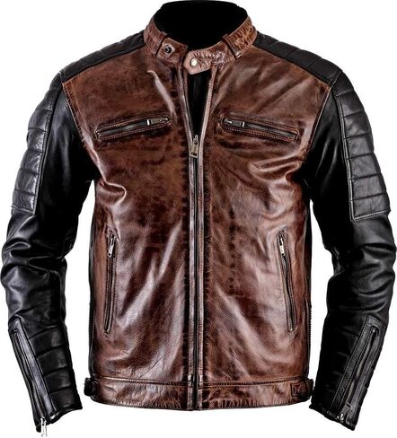 Mens Vintage Cafe Racer Motorcycle Rider Classic Biker Leather Jacket Collection in Kuwait
