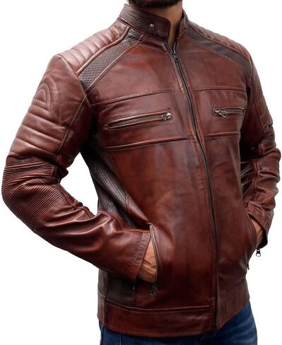 Mens Vintage Cafe Racer Motorcycle Rider Classic Biker Leather Jacket Collection in Kuwait