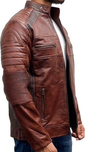 Mens Vintage Cafe Racer Motorcycle Rider Classic Biker Leather Jacket Collection in Kuwait