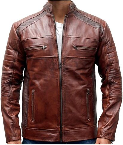 Mens Vintage Cafe Racer Motorcycle Rider Classic Biker Leather Jacket Collection in Kuwait