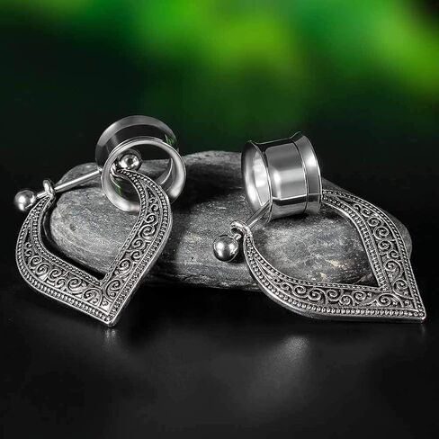 COOEAR Stainless Steel Gauges for Ears Double Flared Screw Back Plugs and Tunnels Flower Dangle Expander Stretchers. in Saudi Arabia