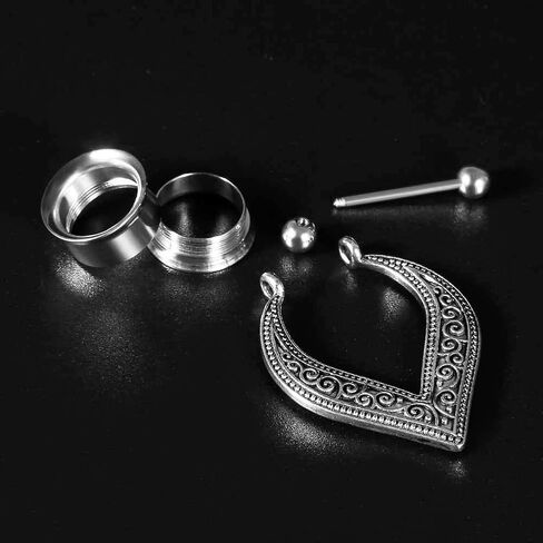 COOEAR Stainless Steel Gauges for Ears Double Flared Screw Back Plugs and Tunnels Flower Dangle Expander Stretchers. in Saudi Arabia