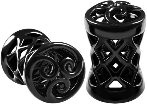 BIG GAUGES Pair of Black Alloy Double Flared Saddle Piercing Jewelry Earring Stretcher Ear Flesh Tunnel Lobe Plugs in Saudi Arabia