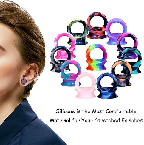 YOFANST 24pcs-60pcs Soft Silicone Ear Tunnels with Colorful Dots Double Flared Expander Ear Gauges Piercing Body Jewelry Piercing in Saudi Arabia