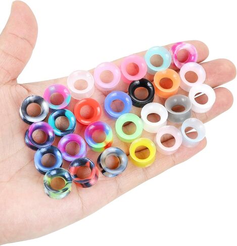 YOFANST 24pcs-60pcs Soft Silicone Ear Tunnels with Colorful Dots Double Flared Expander Ear Gauges Piercing Body Jewelry Piercing in Saudi Arabia