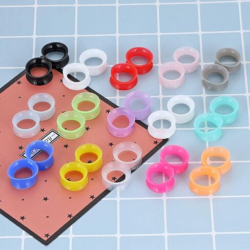 YOFANST 24pcs-60pcs Soft Silicone Ear Tunnels with Colorful Dots Double Flared Expander Ear Gauges Piercing Body Jewelry Piercing in Saudi Arabia