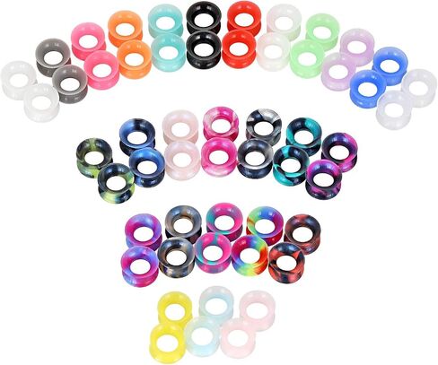 YOFANST 24pcs-60pcs Soft Silicone Ear Tunnels with Colorful Dots Double Flared Expander Ear Gauges Piercing Body Jewelry Piercing in Saudi Arabia