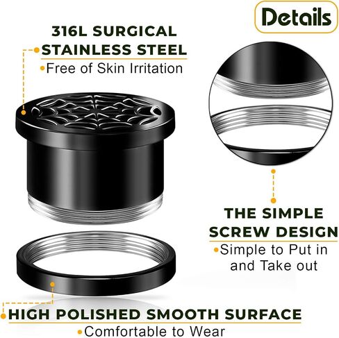 Pair of 316L Surgical Steel Black Anodized Screw-Fit Flesh Tunnels Spider web Piercing Jewelry Stretcher Ear Plugs Earring in Saudi Arabia