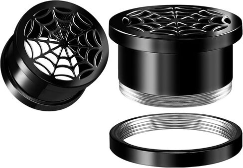 Pair of 316L Surgical Steel Black Anodized Screw-Fit Flesh Tunnels Spider web Piercing Jewelry Stretcher Ear Plugs Earring in Saudi Arabia