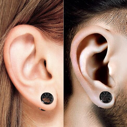 Pair of 316L Surgical Steel Black Anodized Screw-Fit Flesh Tunnels Spider web Piercing Jewelry Stretcher Ear Plugs Earring in Saudi Arabia
