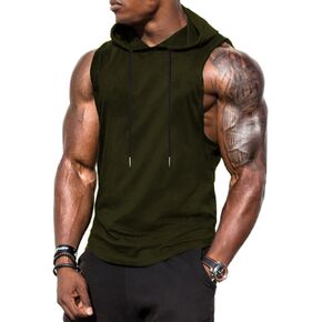 Babioboa Men's Workout Hooded Tank Tops Sports Training Sleeveless Gym Hoodies Bodybuilding Cut Off Muscle Shirts in Saudi Arabia