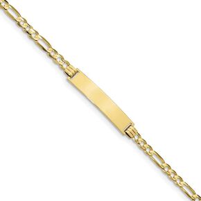 Solid 10k Yellow Gold Figaro Link ID Bracelet - with Secure Lobster Lock Clasp (6.2mm) in Kuwait