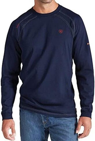 ARIAT Men's MNS Fr Work Crew Ls T-shrt Navy in Saudi Arabia
