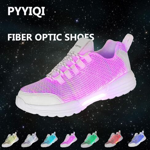 أحذية PYYIQI من الألياف الضوئية LED تضيء أحذية رياضية للنساء والرجال أحذية وامضة للمدربين المضيئة للمهرجانات، والكريسماس، والهالوين، وحفلات رأس السنة الجديدة مع شحن USB، in Kuwait