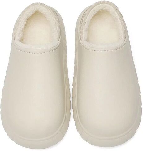 Jakcuz Womens Mens Slippers Waterproof Winter Warm Comfort Fuzzy Plush Lining Slip on Home House Platform Shoes Indoor Outdoor for Unisex in Saudi Arabia