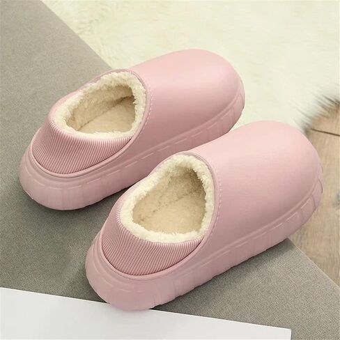 شباشب Jakcuz للسيدات والرجال مقاومة للماء للشتاء الدافئ والراحة وبطانة من القطيفة سهلة الارتداء في المنزل والمنزل أحذية داخلية وخارجية للجنسين in Kuwait