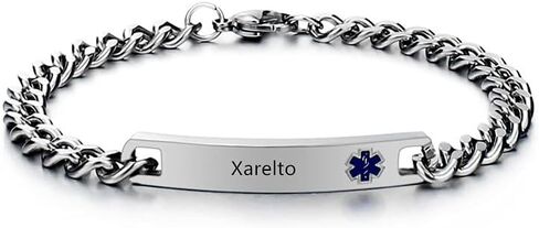 ZKXXJ Emergency Medical Alert ID Bracelets for Men Women Stainless Steel Link Chain Bracelet Identification Charms Allergy Awareness Jewelry with Medical Card,Customizable,Blue/Red Signs in Kuwait