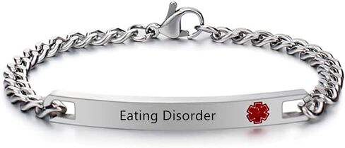 ZKXXJ Emergency Medical Alert ID Bracelets for Men Women Stainless Steel Link Chain Bracelet Identification Charms Allergy Awareness Jewelry with Medical Card,Customizable,Blue/Red Signs in Kuwait