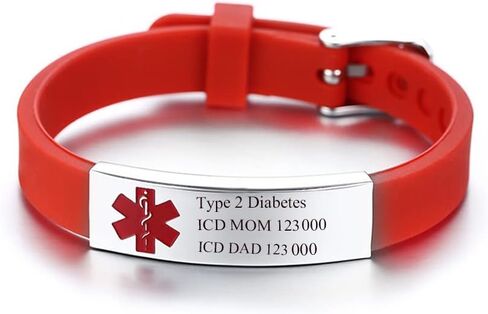 Personalized Silicone Medical Alert Bracelets for Women Men Free Engraving, Waterproof Medical ID Bracelet Sport Emergency ID for Boys Girls,Adjustable Size 6.2-8.2 inches in Kuwait