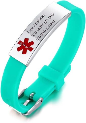 Personalized Silicone Medical Alert Bracelets for Women Men Free Engraving, Waterproof Medical ID Bracelet Sport Emergency ID for Boys Girls,Adjustable Size 6.2-8.2 inches in Kuwait