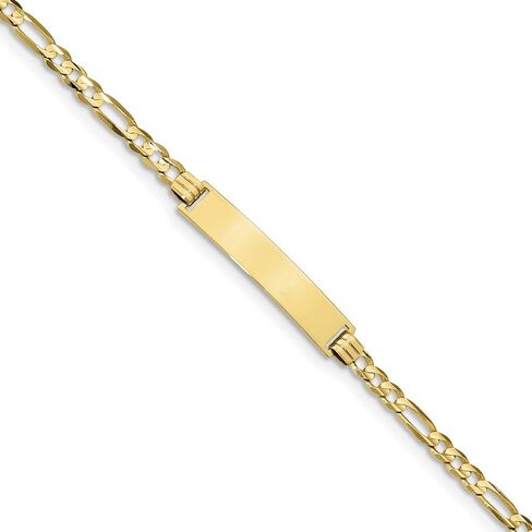 Solid 10k Yellow Gold Figaro Link ID Bracelet - with Secure Lobster Lock Clasp (6.2mm) in Saudi Arabia