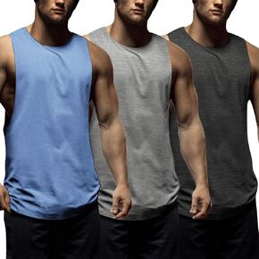 COOFANDY Men's 3 Pack Workout Tank Tops Sleeveless Gym Shirts Bodybuilding Fitness Muscle Tee Shirts in Kuwait
