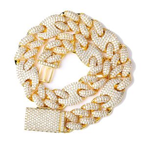 TOPGRILLZ 20mm 6 Times 14K Gold Filled Iced out Prong Setting Cubic Zirconia Miami Cuban Link Chain for Men with Box Clasp Hip Hop