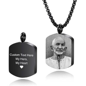 INBLUE Personalized Cremation Urn Necklace for Ashes Custom Photo/Text/Date Cremation Jewelry Personalized Gifts for Men Women Dog Memorial Gifts Stainless Steel Pendant in Kuwait