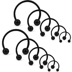 SCERRING 10 قطعة 20 جرام من الفولاذ المقاوم للصدأ حدوة الحصان الحاجز الدائري حلقات الأنف هوب اللولب Daith الغضروف الزنمة أقراط الحاجب هيئة ثقب المجوهرات 6-14 مللي متر in Kuwait