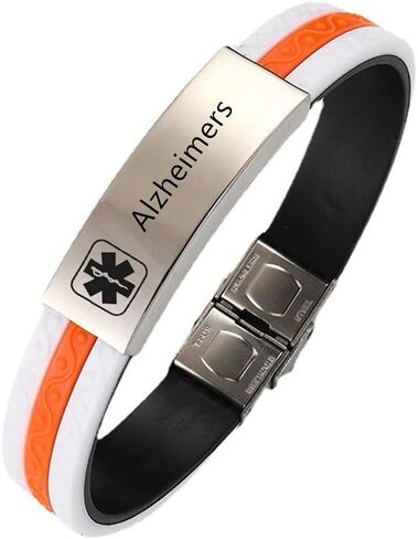 ZKXXJ Medical Alert Bracelet for Men Women,Adjustable Silicone Wristband Emergency ID Identification Cuff Bracelets Allergy Awareness Jewelry for Teens Adults in Kuwait