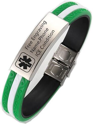 ZKXXJ Medical Alert Bracelet for Men Women,Adjustable Silicone Wristband Emergency ID Identification Cuff Bracelets Allergy Awareness Jewelry for Teens Adults in Kuwait