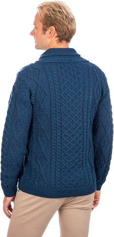 SAOL Irish Sweater for Men's Made of 100% Merino Wool -Ireland Fisherman Shawl-Collar Pullover in Kuwait